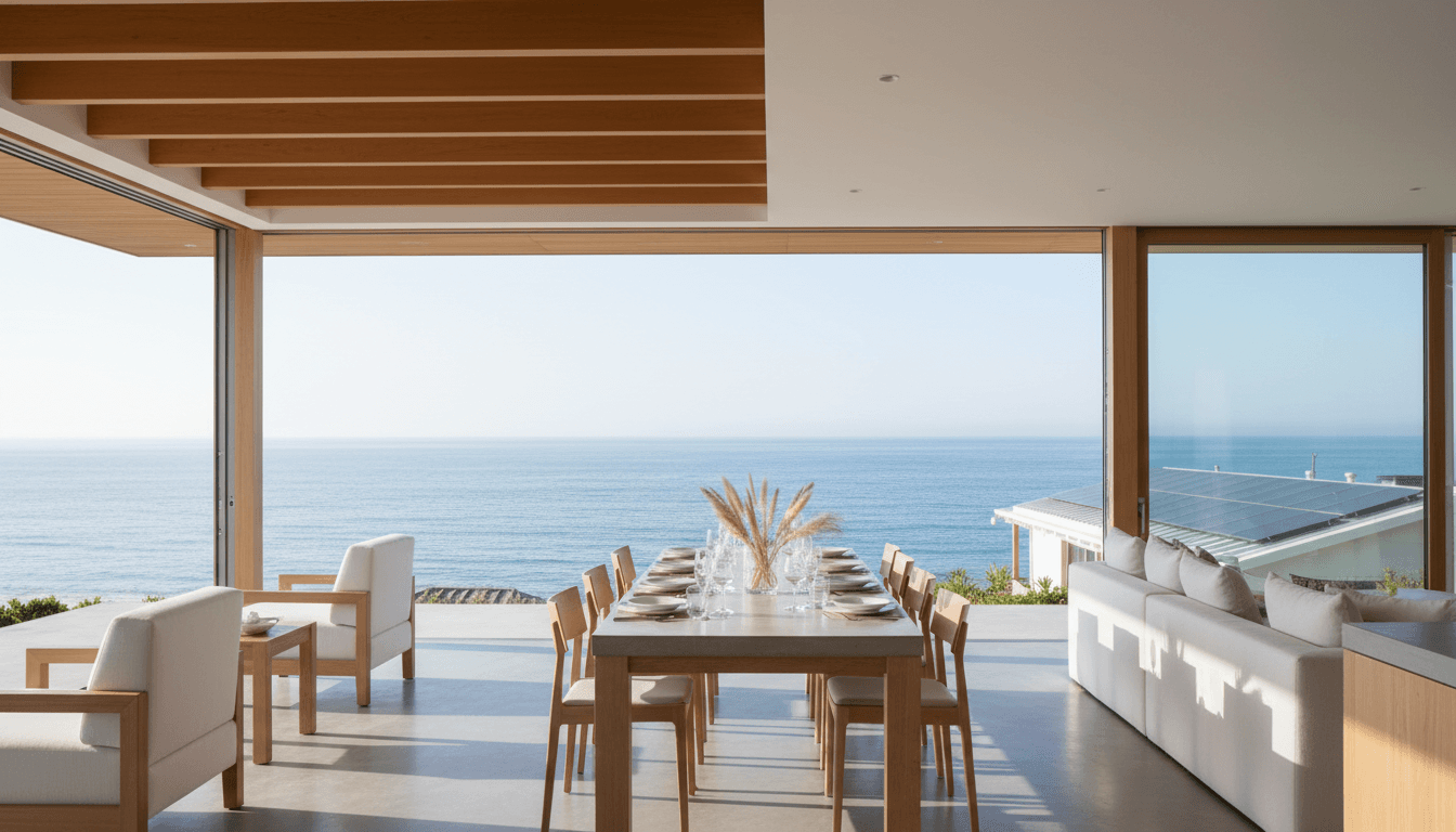 Oceanside California coastal neighborhood with modern homes and palm trees